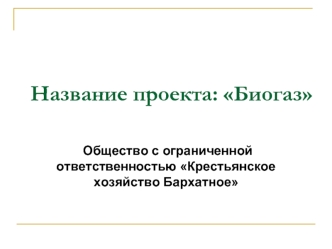 Название проекта: Биогаз