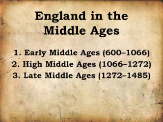 England in the Middle Ages