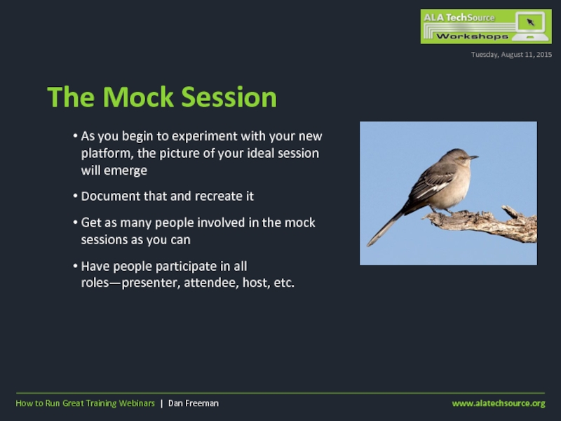The Mock SessionTuesday, August 11, 2015As you begin to experiment with