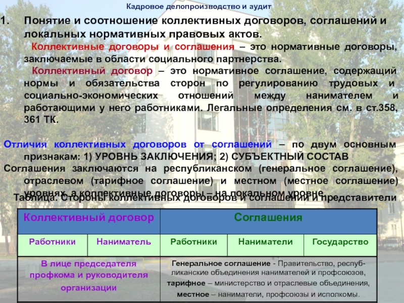 Презентация трудовой договор коллективный договор право 11 класс