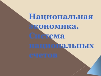 Национальная экономика. Система национальных счетов