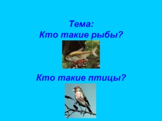 Тема: Кто такие рыбы? Кто такие птицы?