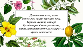 Дипломатиялық және консулдық құқық түсінігі, пәні. Сыртқы саясат, дипломатиялық және халықаралық құқық қатынасы