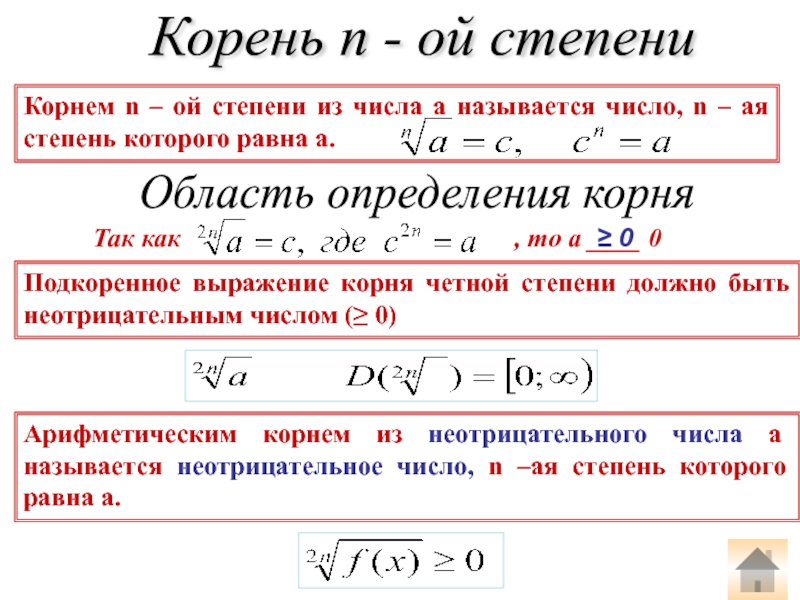 N ой степени