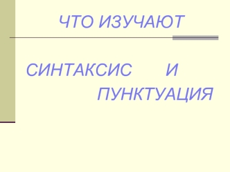 ЧТО ИЗУЧАЮТ

СИНТАКСИС       И   
               ПУНКТУАЦИЯ