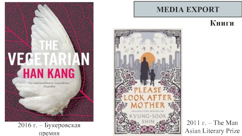 MEDIA EXPORTКниги2016 г. – Букеровская премия2011 г. – The Man Asian Literary Prize