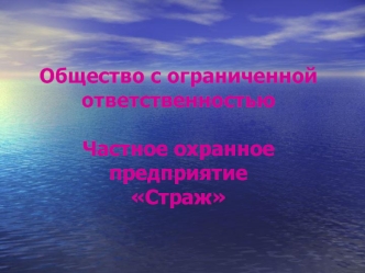 Общество с ограниченной ответственностью Частное охранное предприятие Страж