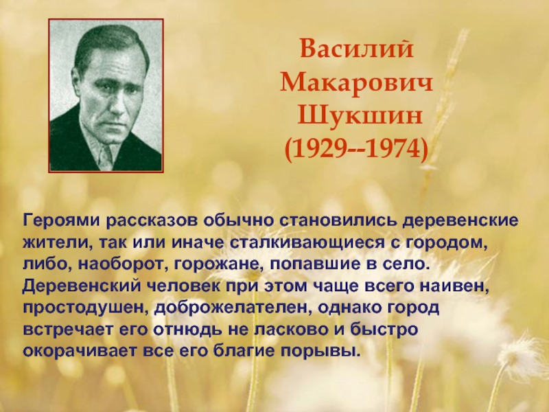 Изображение советской деревни в рассказах в шукшина