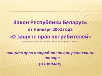 Закон Республики Беларусь О защите прав потребителей