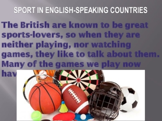Sport in english-speaking countries