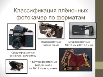 Классификация плёночных фотокамер по форматам