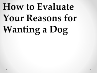 How to Evaluate Your Reasons for Wanting a Dog