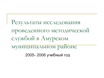 Результаты исследования проведенного методической службой в Амурском муниципальном районе