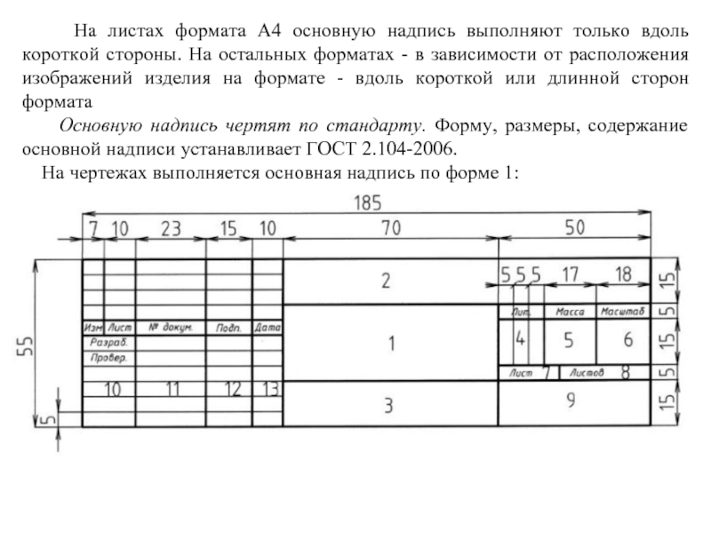 Стороны чертежа. Основная надпись чертежа а4 форма 2. Основная надпись чертежа а4 Размеры ГОСТ. Основная надпись чертежа 1к1. Формат основной надписи чертежа.