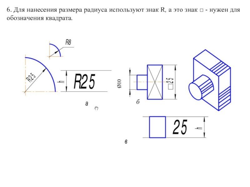 Для чего на чертеже применяют обозначение r