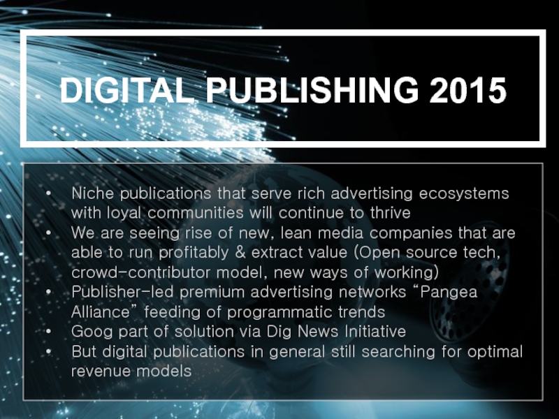 Niche publications that serve rich advertising ecosystems with loyal communities will continue