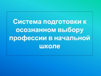 Система подготовки к осознанном выбору профессии в начальной школе