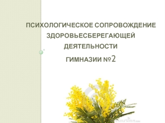 Психологическое сопровождение здоровьесберегающей деятельности гимназии №2