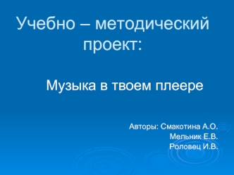 Учебно – методический проект: