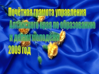 Почётная грамота управления
 Алтайского края по образованию
 и делам молодёжи
2009 год