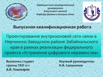 Проектирование внутризоновой сети связи. Устранение цифрового неравенства