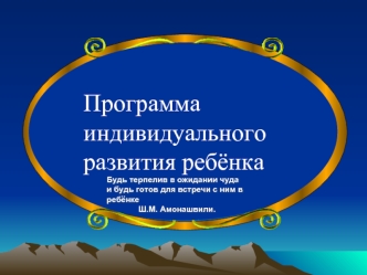 Программа
 индивидуального
 развития ребёнка