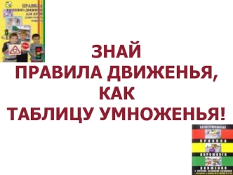 ЗНАЙ ПРАВИЛА ДВИЖЕНЬЯ,КАКТАБЛИЦУ УМНОЖЕНЬЯ!