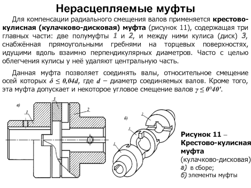 Недостатком изображенной на рисунке муфты является