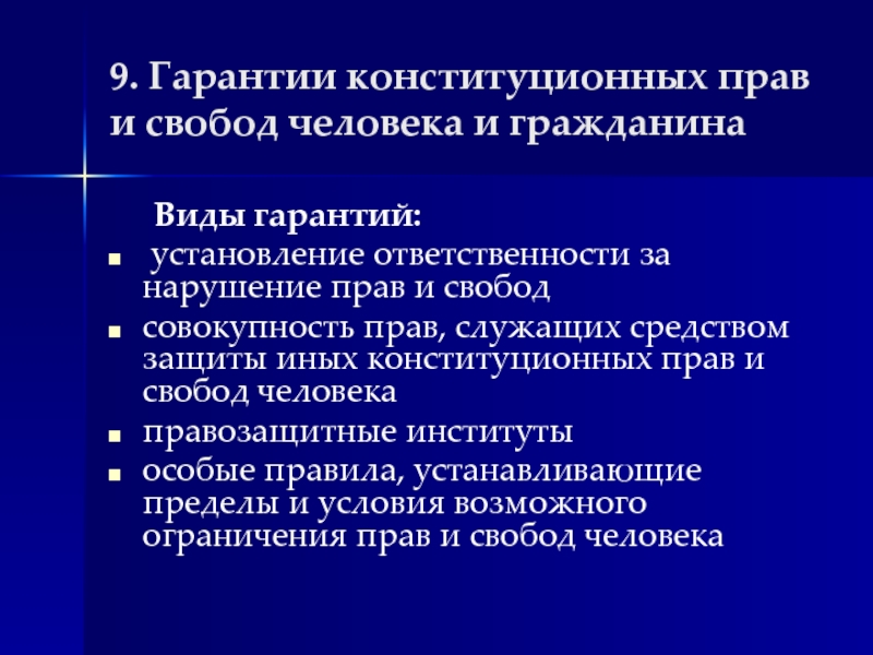 Конституционные гарантии прав и свобод человека и гражданина презентация