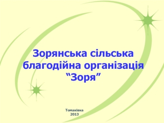 Зорянська сільська благодійна організація Зоря Томаківка 2013.