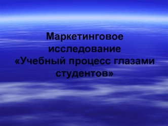 Маркетинговое исследованиеУчебный процесс глазами студентов