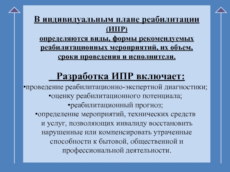 Индивидуальный план реабилитации инвалида