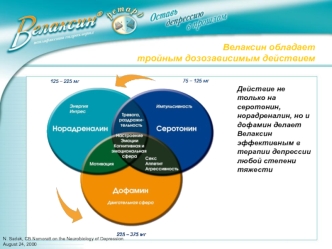 Велаксин обладает тройным дозозависимым действием