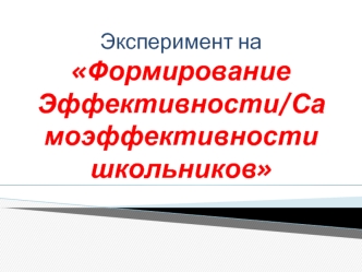 Эксперимент на Формирование Эффективности/Самоэффективности школьников