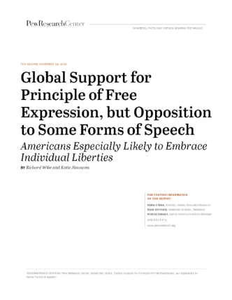 Pew Research Center - Global Support for Principle of Free Expression, but Opposition to Some Forms of Speech