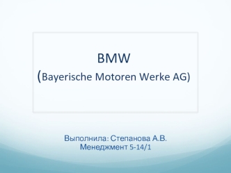 Характеристика бизнеса компании BMW