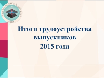 Итоги трудоустройства выпускников 
2015 года