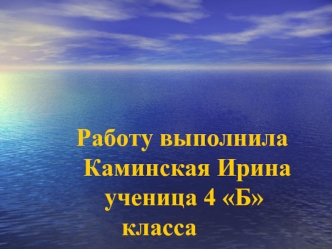 Работу выполнила          Каминская Ирина        ученица 4 Б          класса