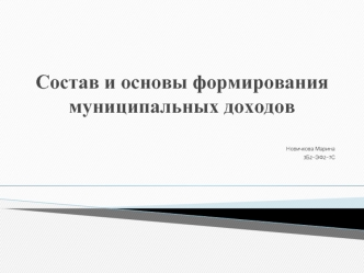 Состав и основы формирования муниципальных доходов