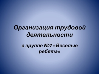 Организация трудовой деятельности