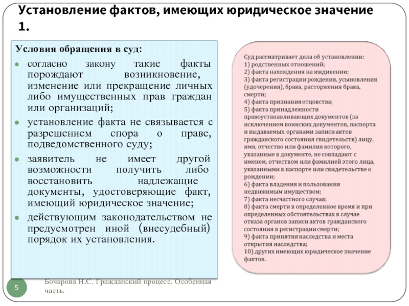 Об установлении фактов имеющих юридическое значение образец