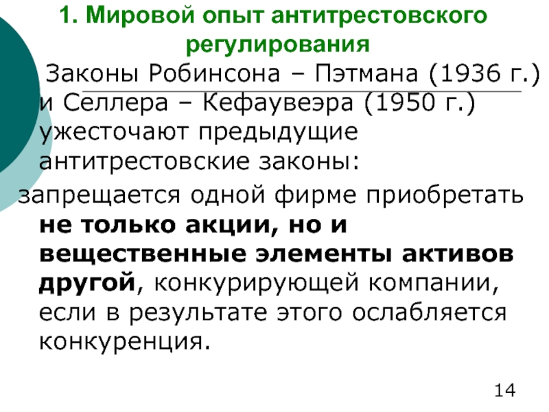 Антимонопольное законодательство в сша презентация