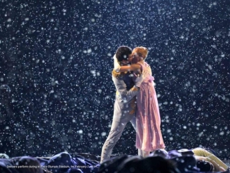 Dancers perform during in Fisht Olympic Stadium, on February 7, 2014.