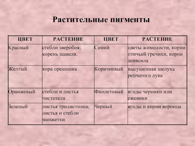 Пигменты растений презентация