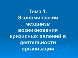 Экономический механизм возникновения кризисных явлений в деятельности организации