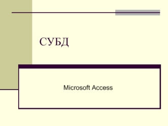 СУБД. Microsoft Access