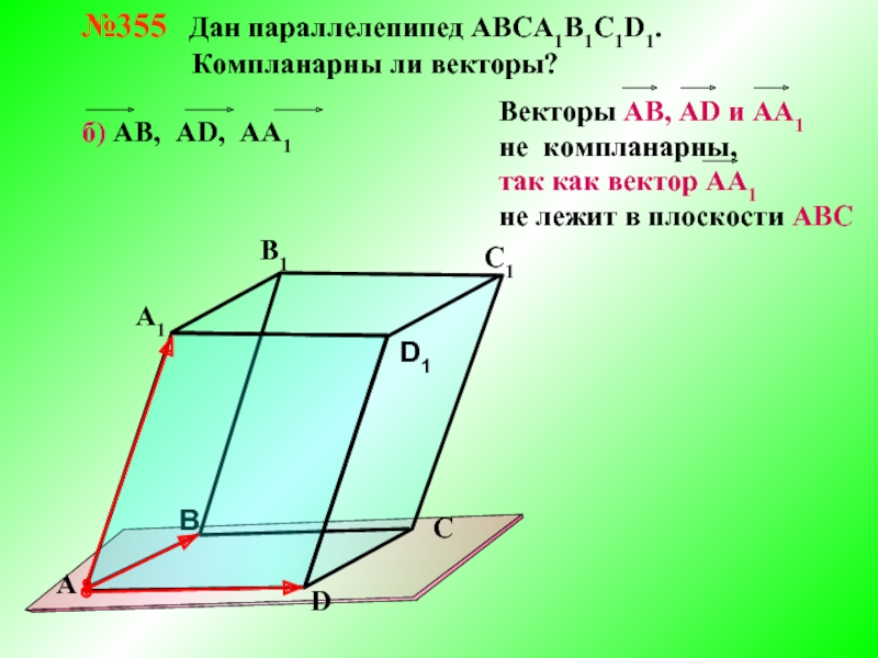 Компланарные векторы правило параллелепипеда 10 класс презентация