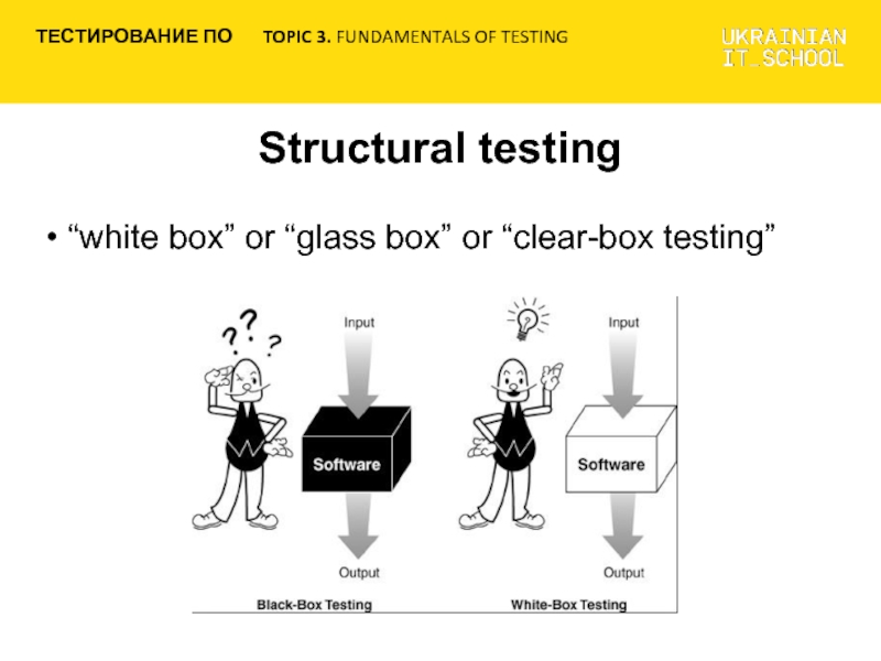 White test. Тестирование «White boх». Test topic. Test structure. Тестирование White Box плюсы и минусы.