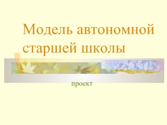 Модель автономной старшей школы