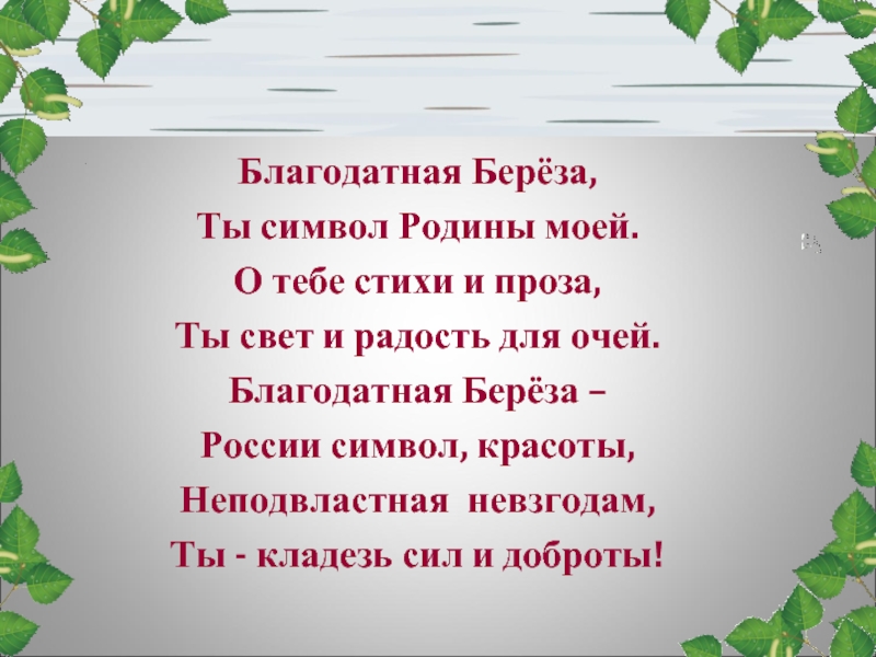 Стихотворение люблю березку русскую. Берёза символ России стихи. Благодатная берёза ты символ Родины моей. Стих Благодатная береза, ты символ Родины моей. Берёза символ Родины стихи.